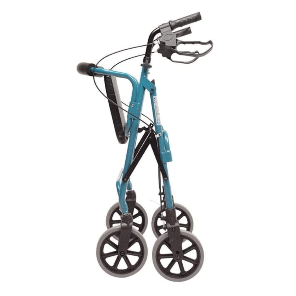 Andador Plegable de Aluminio con 4 Ruedas y Asiento de Altura Ajustable, Ayuda para Caminar con Cesta para Personas Mayores y Adultos. Decoración.