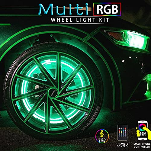 Utvjatv 15.5" Rgb Led Wheel Ring Light Kit Smart Trim Led Kit Illuminated Wheel Rim Light Kit For Car Tires With App&Wireless Remote Control Ip68 Waterproof 4Pcs #TOP1