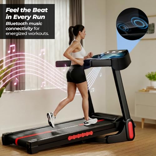 Image of Lifelong 4.5HP Peak Foldable Treadmill for Home| Gym Equipment for Home Workout | Wide Belt | LED Display | 15 Level Auto Incline | 14 km /h Speed | 12 Preset Programs | Hydraulic Fold | Bluetooth & Fit Show App | 110kg Max Weight