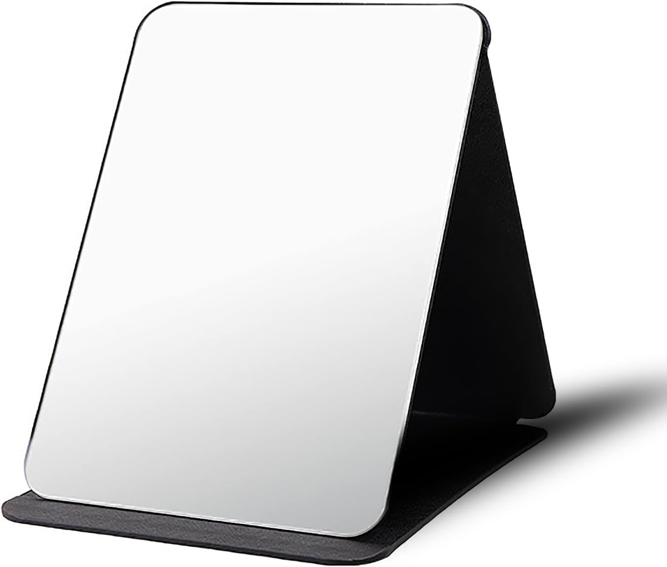 Folding Tabletop Mirror with PU Leather, 25.5 * 18CM Portable Travel Mirror, Folding Mirror with Stand, Desktop Vanity Mirror for Office Desk, Travel, Camping