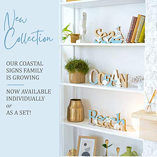 TideAndTales Coastal Room Decor Set of 3 Wooden Signs: Beach, Ocean and Sea - Coastal Art for Beach House or Office, Nautical Themed Room Decor, Ocean Bathroom Decorations - Image 4