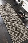 Lord of Rugs Outdoor Indoor Rug Patio Garden Trellis Kitchen Living Room Bedroom Balcony Conservatory Geometric Backyard Rug Diamond Monochrome Runner 66x240 cm (2'x8')