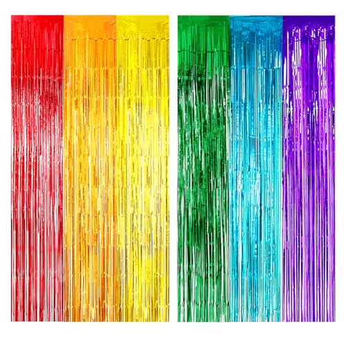 Augesak Lametta Vorhang Regenbogen Glitzer, 2 Stück Glitzervorhang...