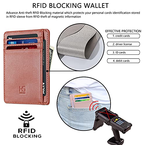 Image of GH GOLD HORSE Slim RFID Blocking Card Holder Minimalist Leather Front Pocket Wallet for Women | Slim