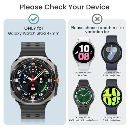 Image of Tensea [5+5Pack for Samsung Galaxy Watch Ultra 2025 / Galaxy Watch 7 Ultra 2024 47mm Accessories, Hard PC Bumper /HD Anti-Fog Tempered Glass Protective Film, Face Cover Set for Women Men