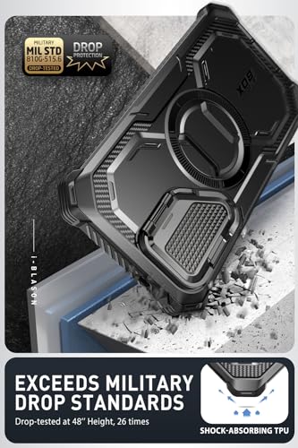 Image of i-Blason for Samsung Galaxy S24 Case with Camera Cover Stand, [Compatible with MagSafe] [Built-in Screen Protector], Anti-Fall Magnetic Phone Case for Samsung Galaxy S24 6.2 inch, Black