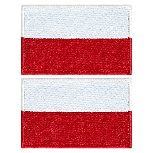 stidsds 2 Pack Poland Flag Patch Poland Flags Embroidered Patches Polish Flags Military Tactical Patch for Clothes Hat Backpacks Pride Decorations
