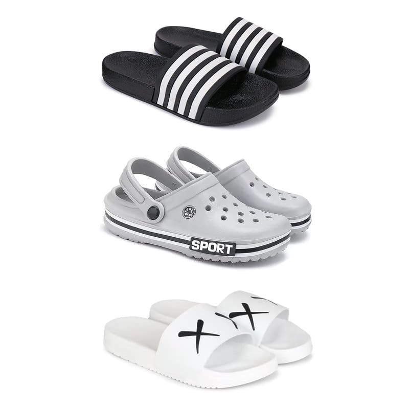 Lightweight Classic Slider || Sandals with Clogs for Men-Combo(3)-3024-3016-3029-7 White (COMBO(3)-3024-3016-3029-7__BZ)-picture-56