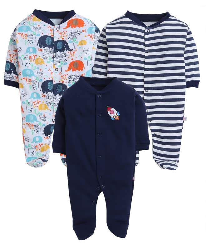 Image of Pooja Baby 100% Cotton Rompers /Sleepsuits /Jumpsuit /Night Suits for Baby Boys & Girls, Infants, New Borns
