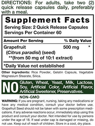 image for Carlyle Grapefruit Seed Extract 500 mg 120 Capsules – Maximum Streng