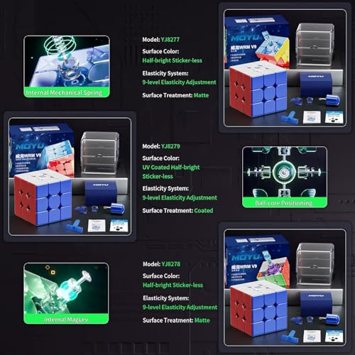 Image of HAWKISTER Moyu Wrm V9 Magnetic 3X3 Stickerless Speed Cube, Moyu Weilong Wr M V9 Magnetic Dual Adjustment Professional Flagship 3X3X3 Cube (Magnetic Version), For Kid