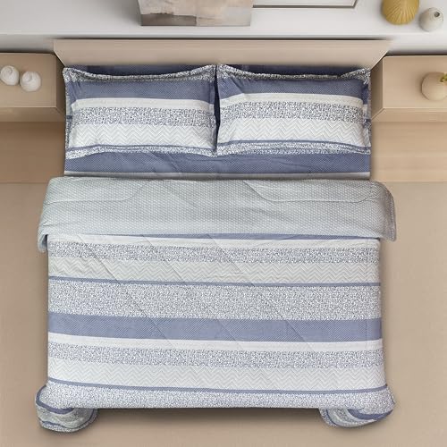 Image of Signature Reversible Super Soft Double Bed Comforter /Quilt Set 350GSM 88x90 inches, and Fitted Elastic Bed Sheet with Pillow Covers (Bluey Day, Comforter Set)