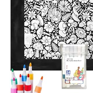 Meunhy Soft Cozy Fleece Colouring Blanket, Mushroom Style Colour Your Own Picnic Blanket and 24 Pens, Creative Personalized Drawing Art Project for Personalized Cozy Home Decor, Adults