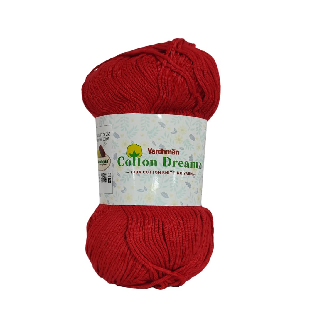 Vardhman Cotton Dreamz | 100% Cotton Knitting & Crochet Yarn | 4 Ply, Worsted Weight | 100g Ball | Approx 175-190m | Soft & Breathable | All Season Yarn (Scarlet red)-picture-16