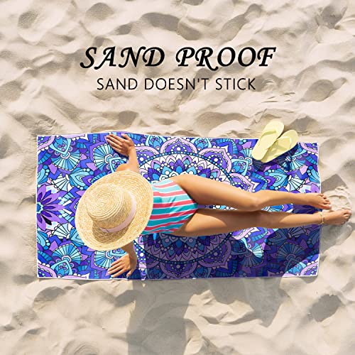 Dolxico Quick Dry Beach Towel, Sand Free 30 X 63 Large Microfiber Beach Towel, Super Absorbent Travel Towel Fast Drying Lightweight Compact Mandala Camping Pool Shower Beach Towel For Women Kids Girls #TOP1