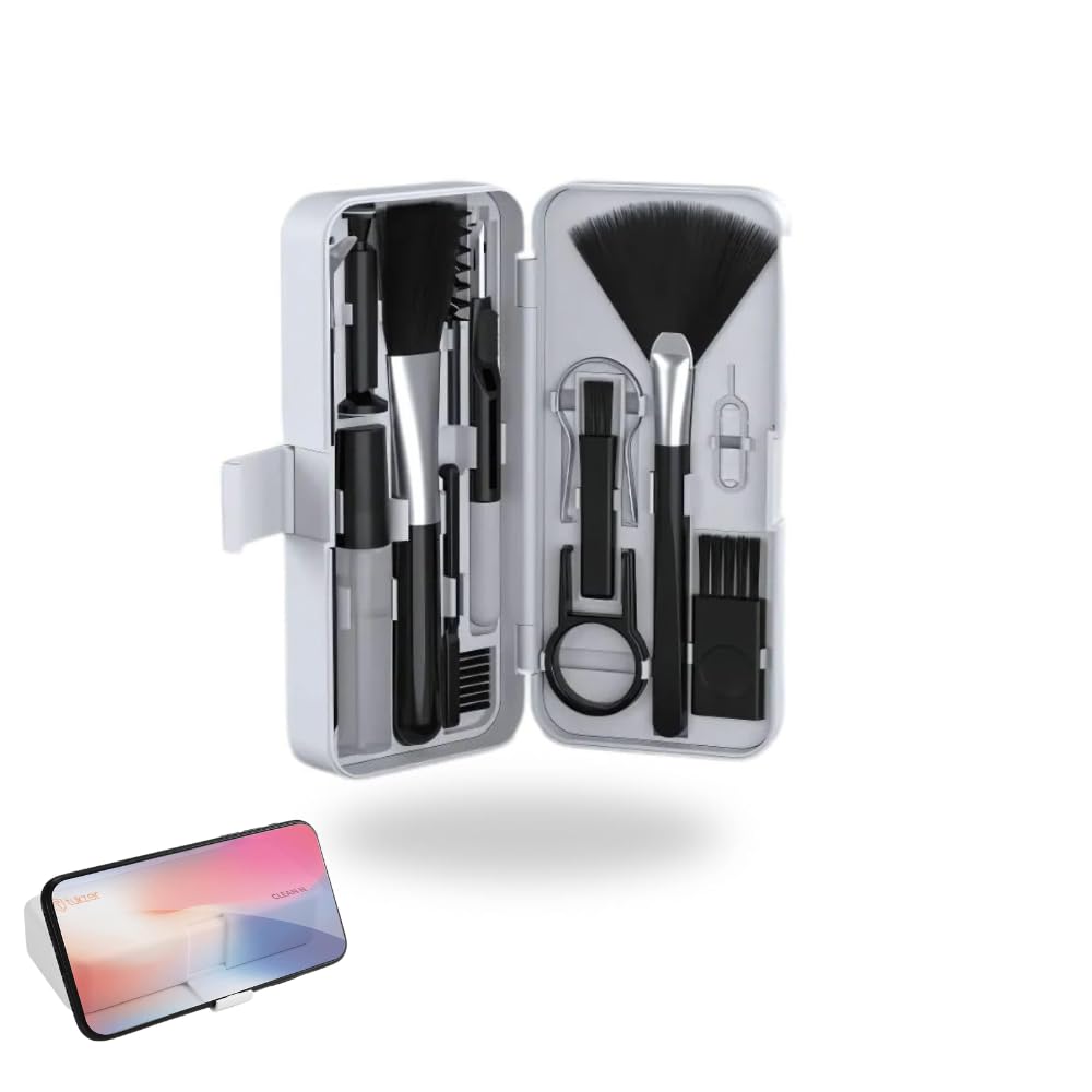 drumstone (𝐒𝐩𝐞𝐜𝐢𝐚𝐥 𝟏𝟓 𝐘𝐞𝐚𝐫𝐬 𝐖𝐚𝐫𝐫𝐚𝐧𝐭𝐲) smart 18-in-1 electronics cleaning kit with cleaning pen, screen spray, microfiber cloth, soft brush & keycap puller – for earbuds