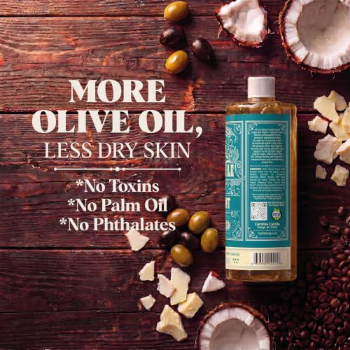 Image of Carolina Castile Soap Peppermint Scent - Certified Organic Base, High Olive Oil Content, Non-Drying, Made with Organic Oils, Concentrated Natural Body Wash for Men and Women (Peppermint, 1 gallon)
