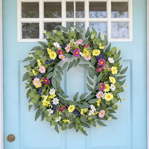 Couronne de Printemps Réaliste 3D : Fleur Imperméable Extérieur 50cm - 2