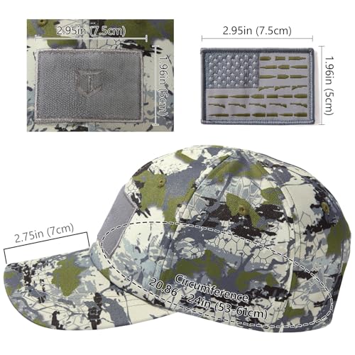 Image of Tactical Hat with Flag Patch Camo Military Army Hats Adjustable Trucker Baseball Cap Soft Top for Shooting