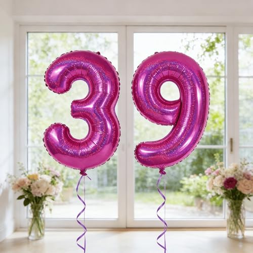 Image of 40 Inch Laser Hot Pink 1 Balloon for First Birthday, 1st Number Balloons Birthday Decorations, One Giant Number 1 Balloon