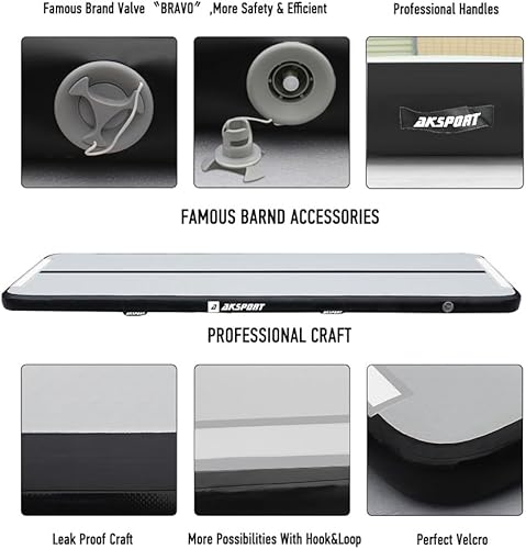 Miniatura 4 de Aksport Colchoneta inflable de gimnasia, con bomba de aire, para uso doméstico, gimnasio, entrenamiento, animadoras, parkour, playa, parque, agua