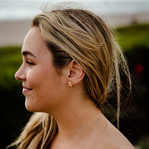 SANNYRA Initial Stud Earrings for Women, 14K Gold Plated Hypoallergenic Letter Earring, Trendy Jewelry Gifts for Her3