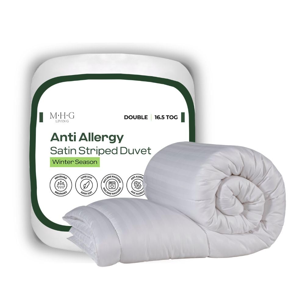 MHG Living Anti-Allergy 16.5 Tog Ultra Warm Winter DuvetBreathable Striped Microfibre Quilt from B&Q