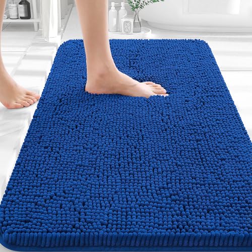 Image of OLANLY Bathroom Rugs 30x18, Extra Soft Absorbent Chenille Bath Rugs, Rubber Backing Quick Dry, Machine Washable Bath Mats for Bathroom Floor, Tub and Shower, Home Decor Accessories, Royal Blue