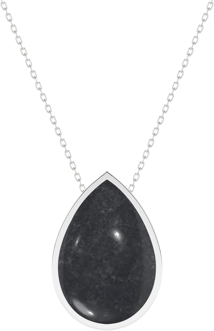 Natural Shungite Slider Pendant Necklace for Women in Sterling Silver, Gemstone Jewelry Gifts for Her Birthday, Anniversary, Christmas, Graduation