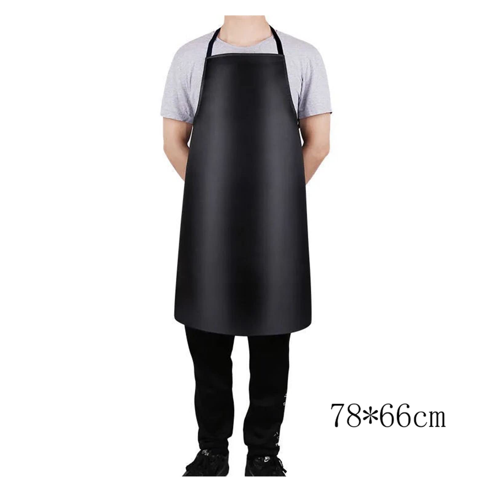 IOFIT Delantal impermeable de cuero PU, delantal de restaurante resistente a las manchas grueso y extendido, delantal negro limpio 1