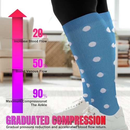Image of bropite 3 /4 Pairs Plus Size Compression Socks Extra Wide Calf Women&Men 20-30mmHg Support Dancing Cycling Running Climbing