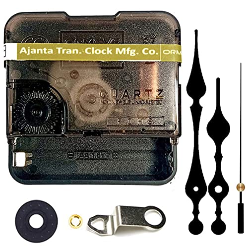 Image of bestbuy Qewinox Combo Of Ajanta Mfg. Battery Operated Plastic Ticking Wall Clock Movement Machine With Hands (Black 8)