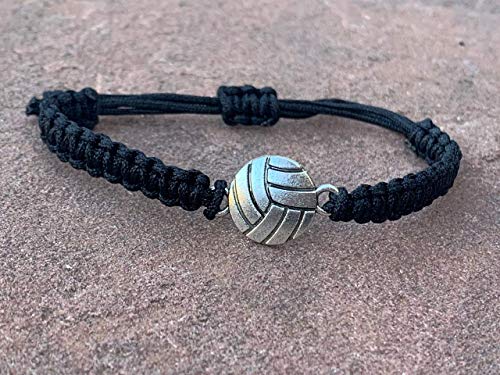 Sportybella Volleyball Charm Bracelet - Adjustable Charm Bracelet With Volleyball Charm - Gift For Female Volleyball Player (Black) #TOP4