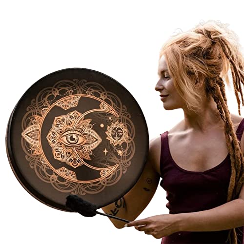 Tambor xamanico | Tambor de lua alquímica Shaman | Ferramenta de cura de som Shaman Alchemy Moon Dru