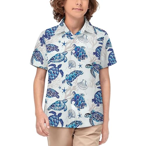 Boys Santa Claus Hawaiian Shirt Short Sleeve Casual Button Down Shirts Cute Summer Beach Shirts Tops for Kids Teen