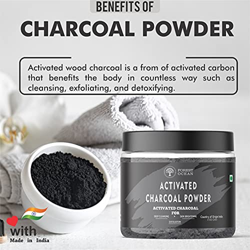 Image of 100% Natural Activated Charcoal Powder For skin & hair mask powder with vitamin A & E,detoxify skin,impurities, dead skin-150 gram