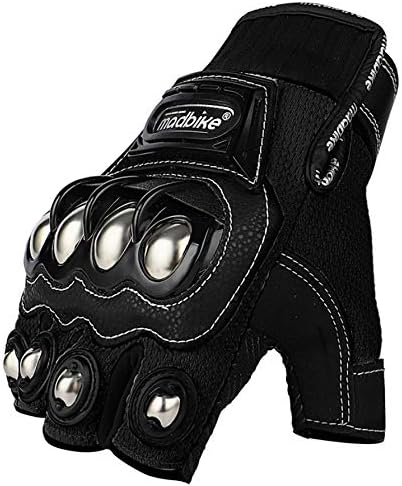 Steel Outdoor Reinforced Brass Knuckle Motorcycle Motorbike Powersports Racing Textile Safety Gloves (HF-Black, XXL)