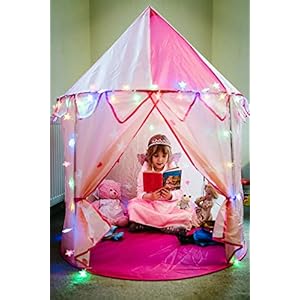 Princess Castle Play Tent for Kids. With Multi-Coloured Star Lights and a Cuddly Rainbow Frog. Pretty Pop up Tent for…