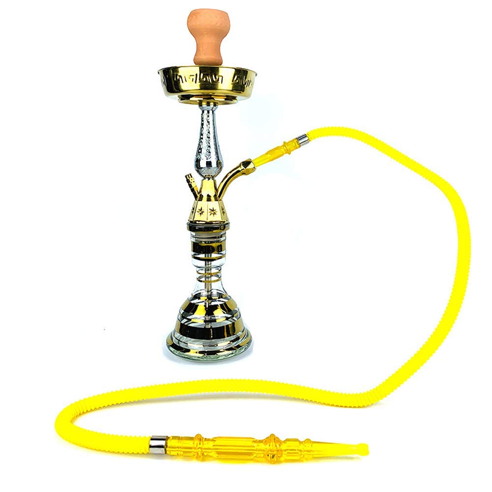 LJJ Cachimba Shisha, Juego Completo de 1 mangueras - jarrón Grande de Vidrio para narguile con Clip para carbón, Juego de narguile, para la Mejor Shisha