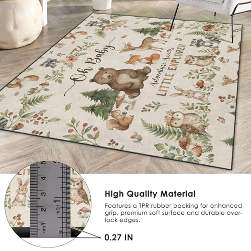 Tapete lavable 5'x7' con diseño Woodland Watercolor miniatura 5