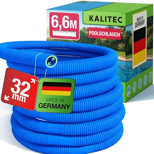 Kalitec Poolschlauch 32mm 6 6m blau Poolschlauch flexibel & trennbar Schlauch für Poolpumpe Skimmer & Sandfilteranlage Pumpenschlauch 32 mm Innendurchmesser