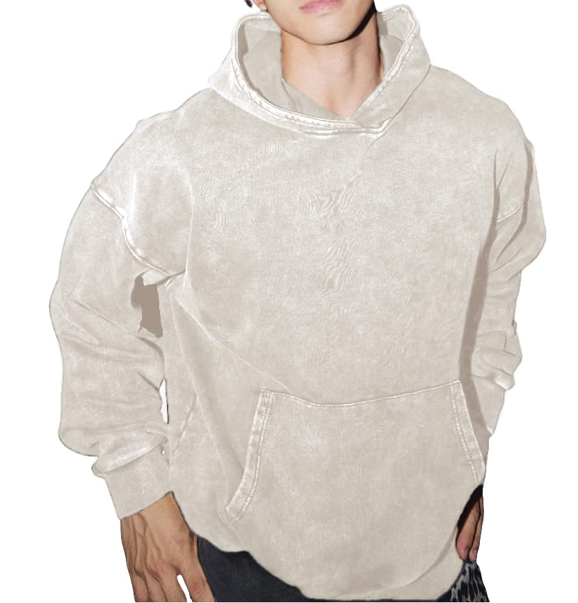 crazynekos Men’s and Women’s Hoodies Pullover Hooded Sweatshirt Washed Hoodie Oversized Heavyweight Cotton Sweatshirt