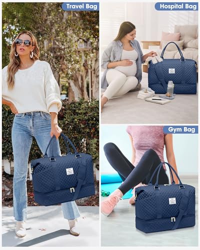 Foto de Bolsa de viaje para mujer, con compartimento para zapatos, azul (3-blue), Grande, Bolsas de viaje (imagen 3)