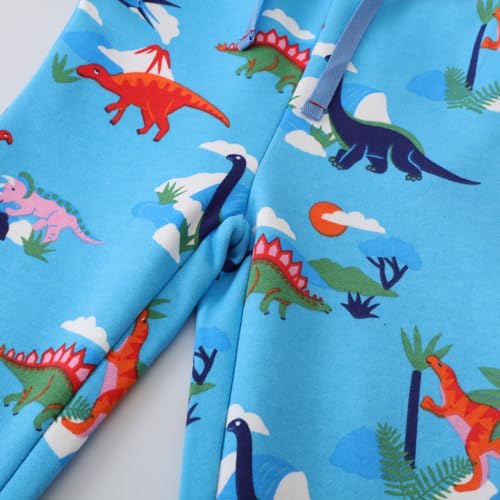 Irsutey Toddler Boy Girls Cartoon Sweatpants Cotton Dinosaur Print Drawstring Elastic Waist Sport Jogger Pants Pocket4