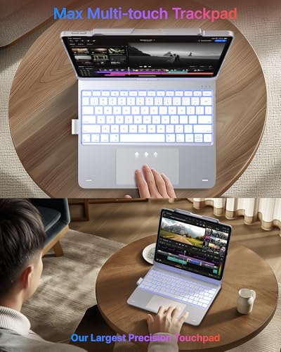Image of typecase Keyboard Case for iPad Air 13-inch(M4 /M3 /M2, 2026 /2025 /2024), 360 Rotatable, Multi-Touch Trackpad, 11-Color Backlit Wireless Protective Case with Pencil Holder, Auto Sleep /Wake, Silver