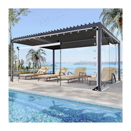 クリアタープ ヘビーデューティー ジッパードア付き 厚さ700g/m2 透明ビニールタープ 防水・耐候性タープ パーゴラ ポーチ ガゼボ バルコニー用 カスタマイズ可能(H1xW2.5M/H3.28xW8.2ft)