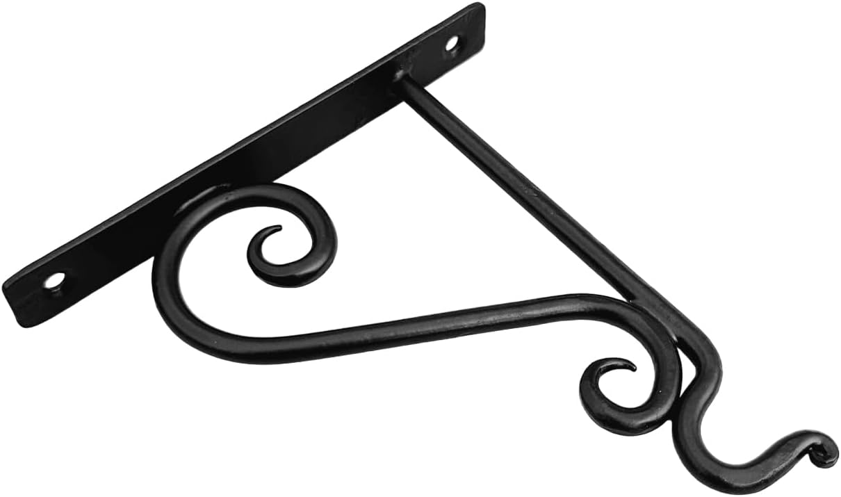 Hand Forged Metal Plant Hanger Bracket Outdoor Modern Farmhouse Hanging Shepherds Hook for Bird Feeders Lanterns and Flower Baskets Farmhouse Heavy Duty Garden Plant Hanger Black Powder Coated