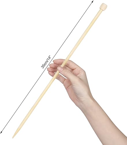 Miniatura 6 de Coopay Agujas de tejer de bambú de 0.394 in x 13.8 in, agujas de tejer de madera cálida para manos artríticas, pasadores de tejer principiantes,