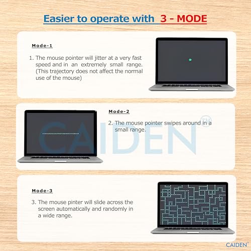 Image of CAIDEN USB Mouse Jiggler Undetectable with 3 Modes (Jiggle /Slide /Random) | WFH Automatic Pointer Mover, Silent Wiggler & Shaker Device | Work from Home Accessory for Laptop /Computer
