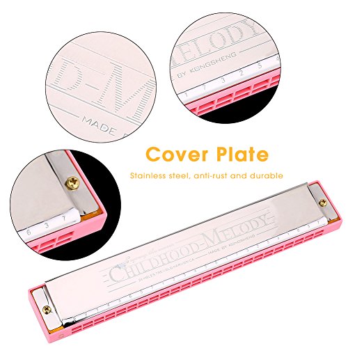 Harmonica 24 trous, C clé Harmonicas enfants Jouet Cadeau Harmonicas en métal (rose) - Les Beatles, Paul McCartney, John Lennon, RIngo Starr, George Harrison Harmonica 24 trous, C clé Harmonicas enfants Jouet Cadeau Harmonicas en métal (rose) – Image 4